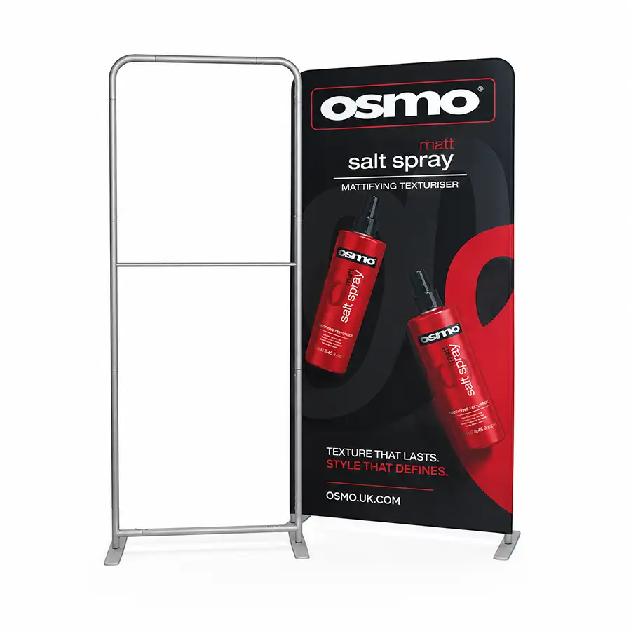 Totem con tessuto elasticizzato con montaggio a calza o calzino dimensione L. 80 x H. 200 cm.