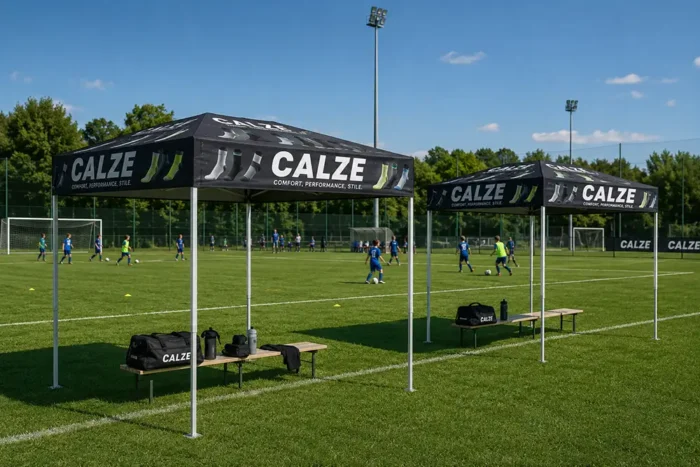 N. 2 Gazebo pieghevole 1,5x1,5 metri con tetto full print stampato sublimazione