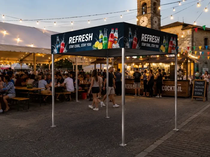 Gazebo 1,5x1,5 metri con tetto full print stampato sublimazione