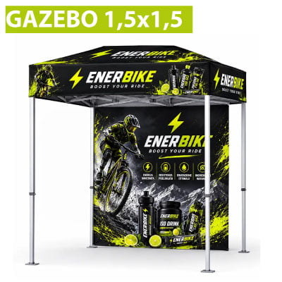 Gazebo 1,5x1,5 metri con stampa full print in sublimazione