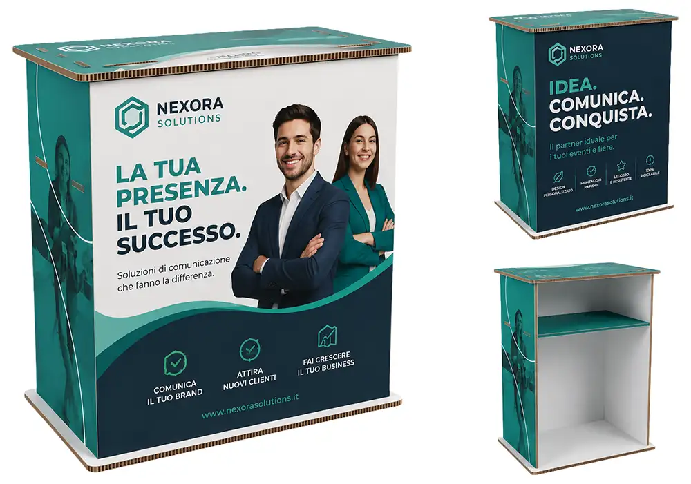 Desk promozionale in cartone della NEXORA